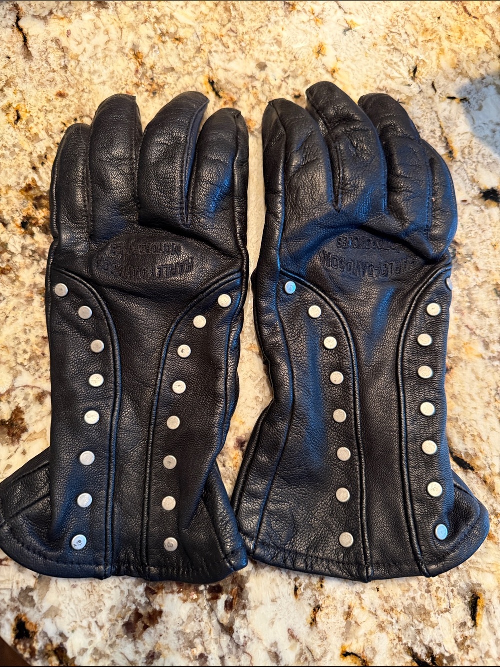 Harley-Davidson Black Leather Studded Motorcycle Gloves